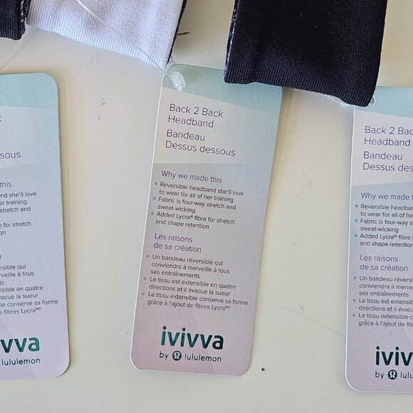 3 x NWT IVIVVA by LULULEMON Multi Color Back 2 Back Reversible Headband OS - Picture 6 of 6